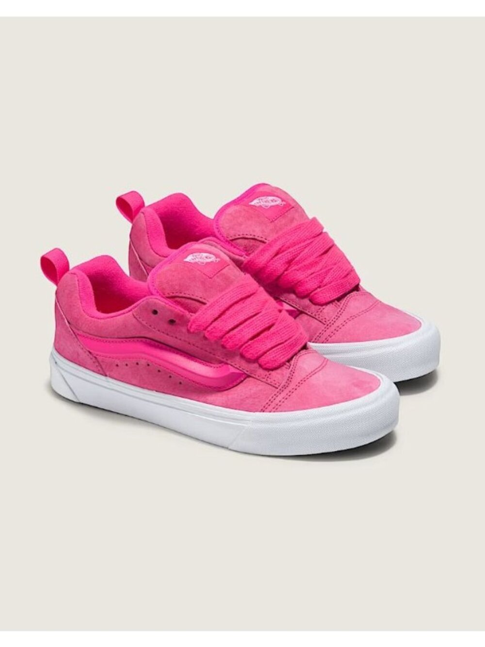NWOT Vans Knu Skool Sneakers Pink Glo Leather Size W6 Skater Sporty